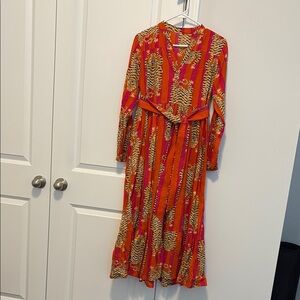 Vibrant Orange and Pink Patterned Dress